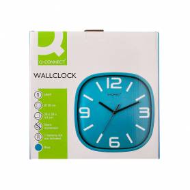 Reloj q-connect de pared de plastico redondo 30 cm movimiento silencioso color azul