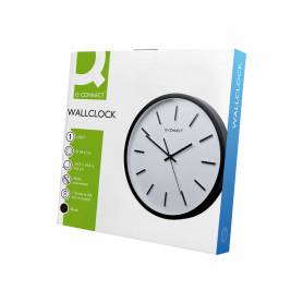 Reloj q-connect de pared de plastico redondo 34,4 cm movimiento silencioso color negro