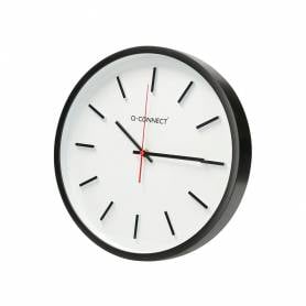 Reloj q-connect de pared de plastico redondo 34,4 cm movimiento silencioso color negro