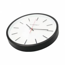 Reloj q-connect de pared de plastico redondo 34,4 cm movimiento silencioso color negro