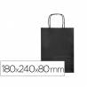 Bolsa papel q-connect celulosa negro xs con asa retorcida 180x240x80 mm - KF03742