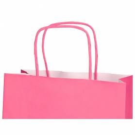 Bolsa papel q-connect celulosa rosa xs con asa retorcida 180x240x80 mm