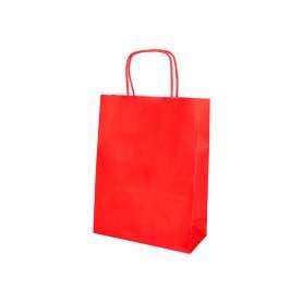 Bolsa papel q-connect celulosa rojo s con asa retorcida 240x320x10 mm