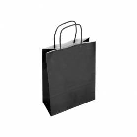 Bolsa papel q-connect celulosa negro s con asa retorcida 240x320x10 mm