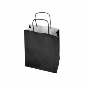 Bolsa papel q-connect celulosa negro s con asa retorcida 240x320x10 mm