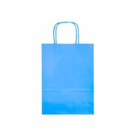 Bolsa papel q-connect celulosa celeste s con asa retorcida 240x320x10 mm