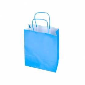 Bolsa papel q-connect celulosa celeste s con asa retorcida 240x320x10 mm