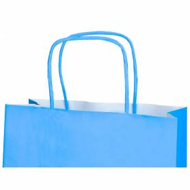 Bolsa papel q-connect celulosa celeste s con asa retorcida 240x320x10 mm