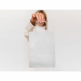 Bolsa papel q-connect celulosa blanco m con asa retorcida 270x370x12 mm