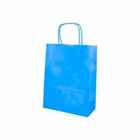 Bolsa papel q-connect celulosa celeste m con asa retorcida 270x370x12 mm