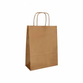 Bolsa papel q-connect celulosa natural liso l con asa retorcida 320x400x14 mm