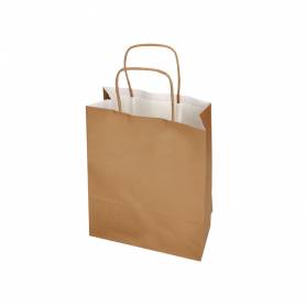 Bolsa papel q-connect celulosa natural liso l con asa retorcida 320x400x14 mm