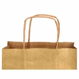 Bolsa papel q-connect kraft oro l con asa retorcida 320x400x14 mm