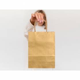 Bolsa papel q-connect kraft oro l con asa retorcida 320x400x14 mm