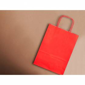 Bolsa papel q-connect celulosa rojo l con asa retorcida 320x400x14 mm