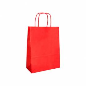 Bolsa papel q-connect celulosa rojo l con asa retorcida 320x400x14 mm