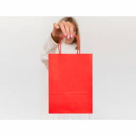 Bolsa papel q-connect celulosa rojo l con asa retorcida 320x400x14 mm