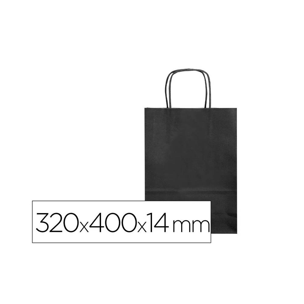 Bolsa papel q-connect celulosa negro l con asa retorcida 320x400x14 mm