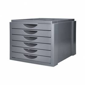 Fichero cajones de sobremesa q-connect bandeja organizadora superior 6 cajones color gris opaco