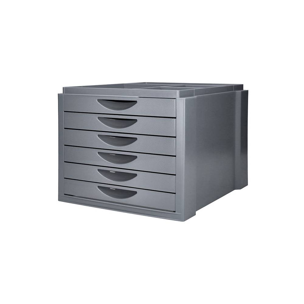 Fichero cajones de sobremesa q-connect bandeja organizadora superior 6 cajones color gris opaco