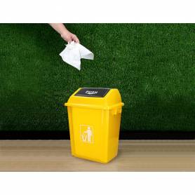 Papelera contenedor q-connect plastico con tapa de balancin 20 litros amarillo 340x240x450 mm