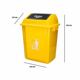 Papelera contenedor q-connect plastico con tapa de balancin 20 litros amarillo 340x240x450 mm