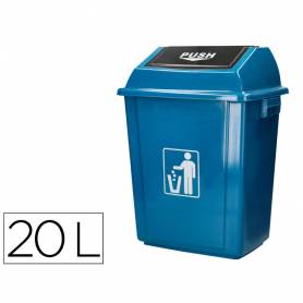 Papelera contenedor q-connect plastico con tapa de balancin 20 litros azul 340x240x450 mm