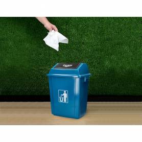 Papelera contenedor q-connect plastico con tapa de balancin 20 litros azul 340x240x450 mm