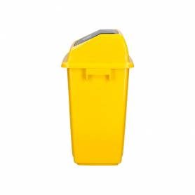 Papelera contenedor q-connect plastico con tapa de balancin 58 litros amarillo 470x330x760 mm