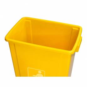 Papelera contenedor q-connect plastico con tapa de balancin 58 litros amarillo 470x330x760 mm