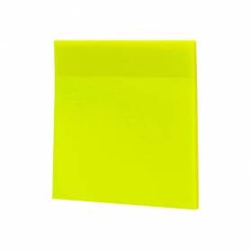 Bloc de notas adhesivas quita y pon q-connect 76x76 mm removible plastico translucido amarillo neon con 50 hojas