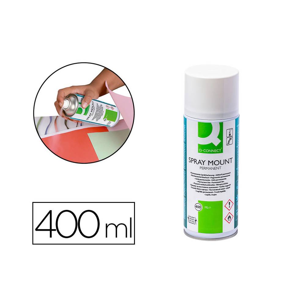 Pegamento q-connect spray mount adhesivo permanente bote de 400 ml