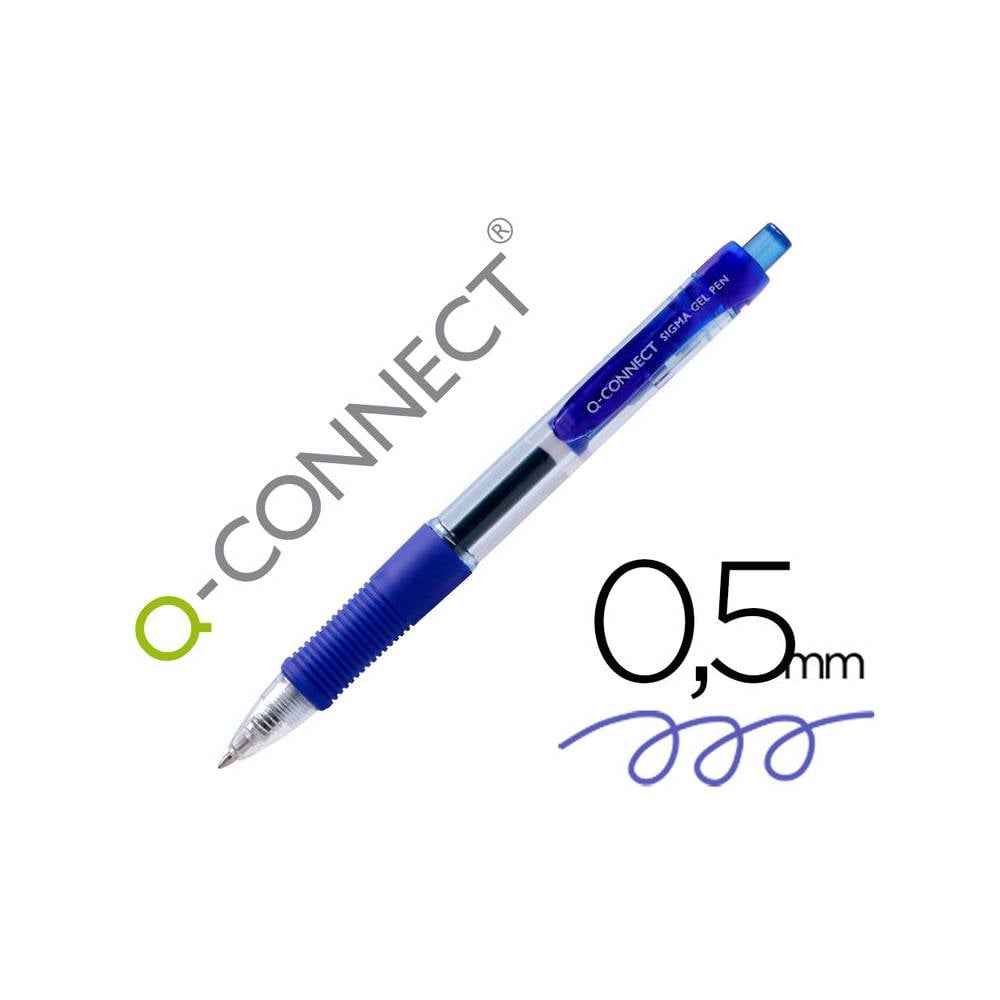 Boligrafo q-connect sigma retractil con sujecion de caucho tinta gel 0,5 mm color azul