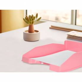 Bandeja sobremesa plastico q-connect rosa pastel opaco 240x70x340mm