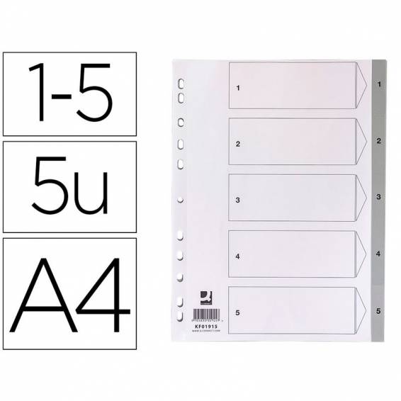 Separador numerico q-connect plastico 1-5 juego de 5 separadores din a4 multitaladro