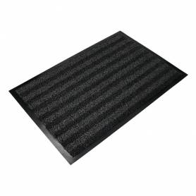 Alfombra para suelo q-connect premium para interiores antideslizante fibra polipropileno y fieltro gris 90x60 cm