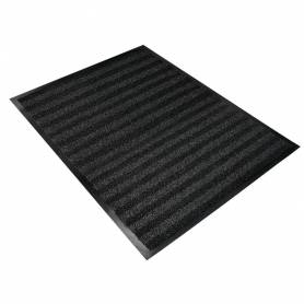 Alfombra para suelo q-connect premium para interiores antideslizante fibra polipropileno y fieltro gris 90x150 cm