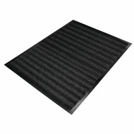 Alfombra para suelo q-connect premium para interiores antideslizante fibra polipropileno y fieltro gris 90x150 cm