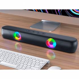 Barra de sonido q-connect bluetooth con iluminacion led y control de volumen color negro