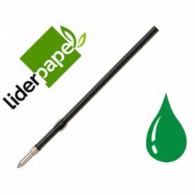 Recambio boligrafo liderpapel gummy touch retractil 1,0 mm tinta verde bolsa de 10 unidades