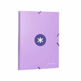 Carpeta liderpapel antartik gomas a4 3 solapas carton forrado color lavanda