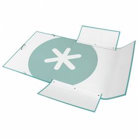 Carpeta liderpapel antartik gomas a4 3 solapas carton forrado color menta