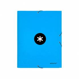 Carpeta liderpapel antartik gomas a4 3 solapas carton forrado color azul