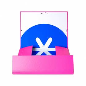 Carpeta liderpapel antartik gomas a4 3 solapas carton forrado color rosa