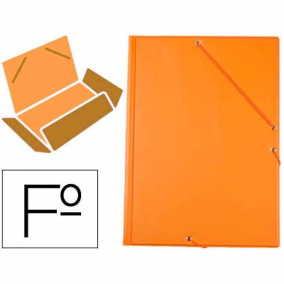Carpeta liderpapel gomas folio 3 solapas carton forrado pvc naranja Carpeta liderpapel gomas folio 3 solapas carton forrado pvc naranja