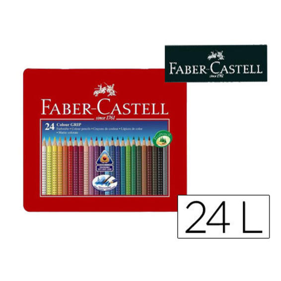 Compra Lapices de colores faber castell acuarelable colour grip triangular  caja metalica de 24 colores surtidos