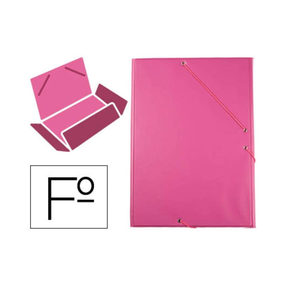 Carpeta liderpapel gomas plastico folio solapas color fucsia