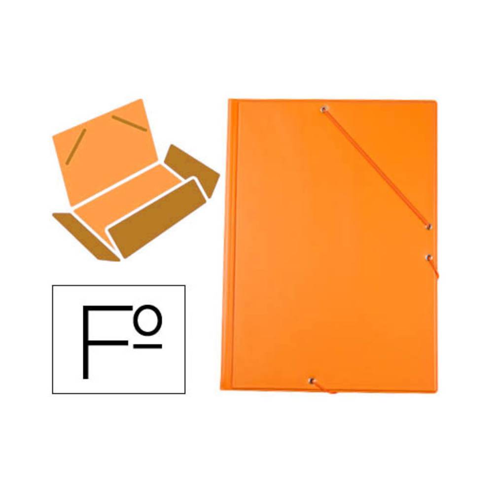 Carpeta liderpapel gomas plastico folio solapas color naranja