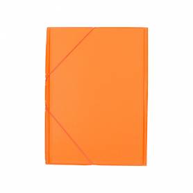 Carpeta liderpapel gomas plastico folio solapas color naranja