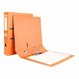 Archivador de palanca liderpapel folio documenta forrado pvc con rado lomo 75mm naranja con compresor